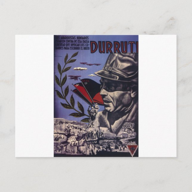 Durruti spanish civil war original poster 1936 FAI Postcard (Front)
