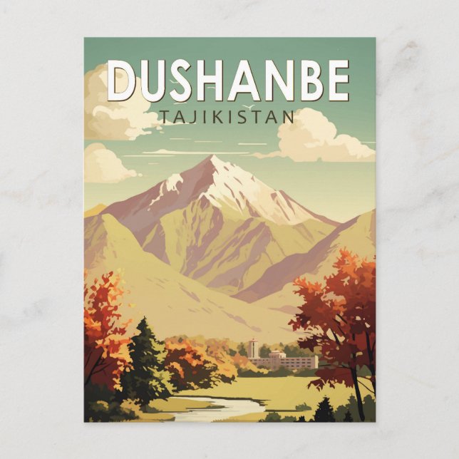 Dushanbe Tajikistan Travel Art Vintage Postcard (Front)