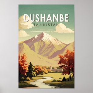 Dushanbe Tajikistan Travel Art Vintage Poster