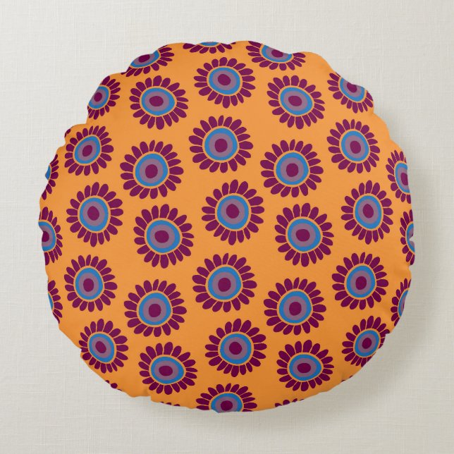 Dushi Sunflower Pattern 3 Round Pillow (Front)