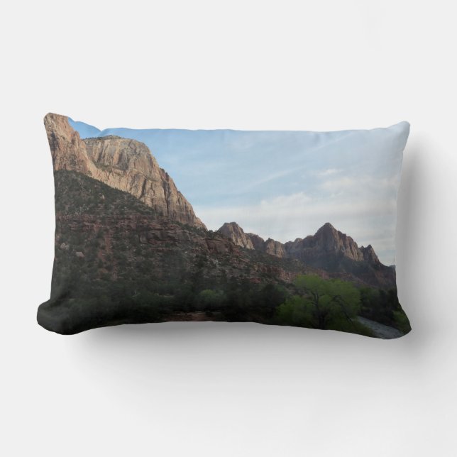 Dusk at Canyon Junction in Zion National Park Lumbar Pillow (Front)