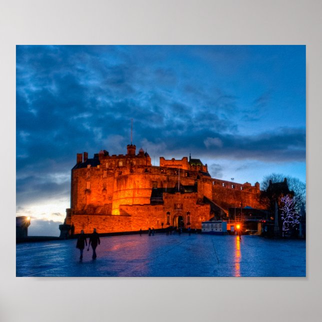 Dusk At Edinburgh Castle 10x8 Archival Poster (Front)