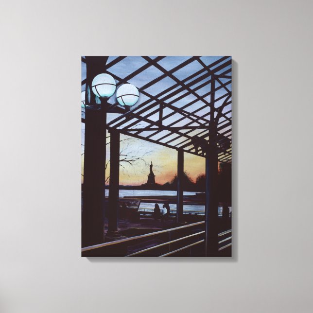 Dusk At Freedom's Birthplace, Ellis Island Canvas Print (Front)
