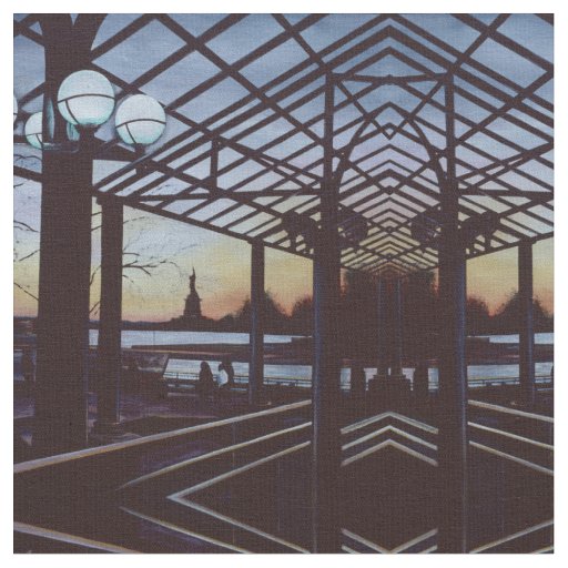 Dusk at Freedom's Birthplace, Ellis Island Fabric