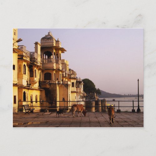 Dusk at Ganghaur Ghat Udaipur Rajasthan India Postcard