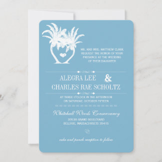 Dusk Blue Beach Palm Tree Destination Chalkboard Invitation