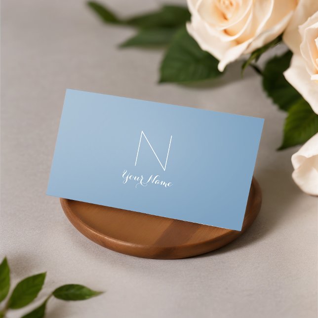 Dusk Blue - Daring Sophisticated and Monogrammed Business Card (Creator Uploaded)