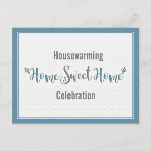 Dusk Blue Gray Home Sweet Home Housewarming Party Invitation Postcard