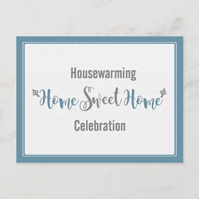 Dusk Blue Gray Home Sweet Home Housewarming Party Invitation Postcard (Front)