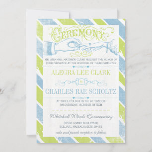Dusk Blue Lime Modern Vintage Typography Invite