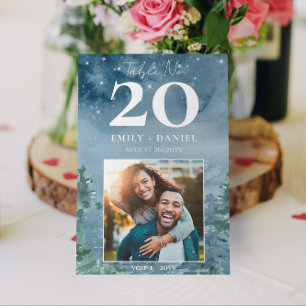 Dusk Blue Mountains Wedding Table No. w/Photo 5x7