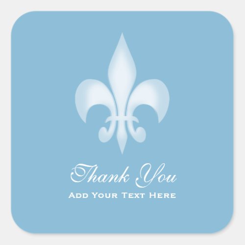 Dusk Blue Transparent Fleur de Lis Thank You Square Sticker