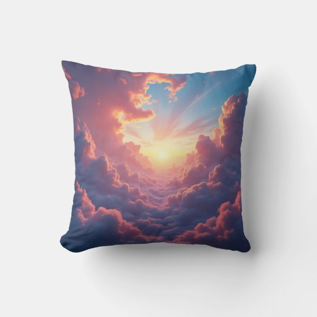 Dusk Breaks Through – Dramatic Dusk Landscape Throw Pillow (Front)