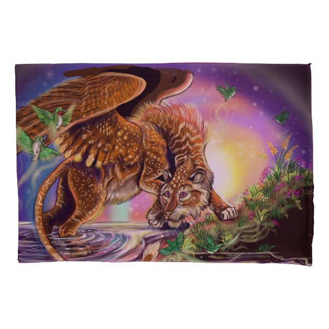Dusk Hunter Flying Cat Pillow Case (Front)