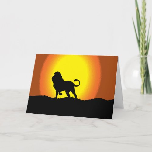 Dusk lion silhouette holiday card