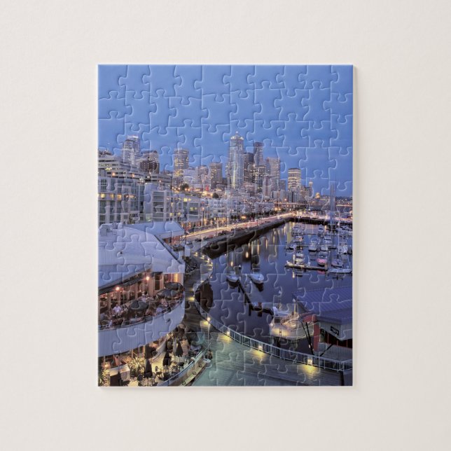 Dusk on Bell Harbor in Seattle, Washington. Jigsaw Puzzle (Vertical)