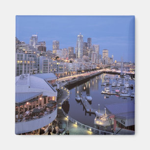 Dusk on Bell Harbor in Seattle, Washington. Magnet