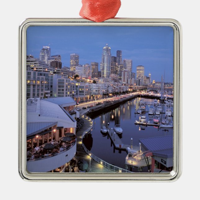 Dusk on Bell Harbor in Seattle, Washington. Metal Ornament (Front)