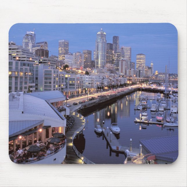 Dusk on Bell Harbor in Seattle, Washington. Mouse Pad (Front)