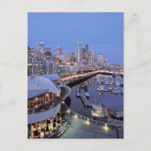 Dusk on Bell Harbor in Seattle, Washington. Postcard