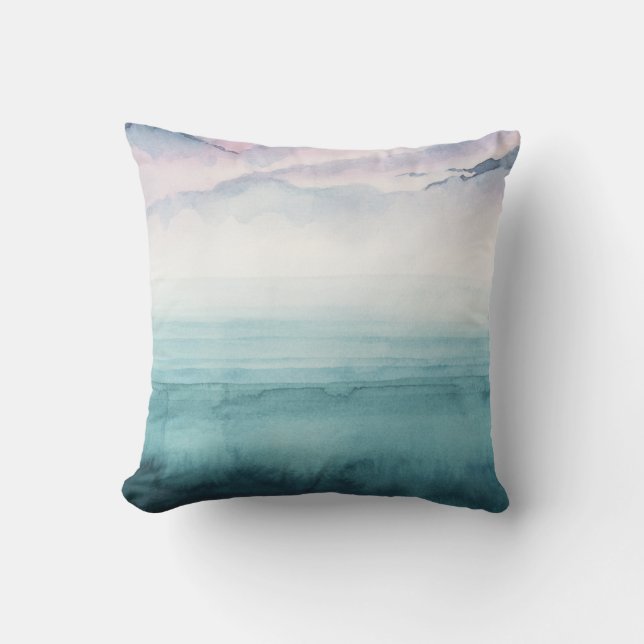 Dusk on the Bay - Watercolor Throw Pillow (Front)