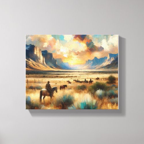 Dusk on the Range Stretched Canvas Print