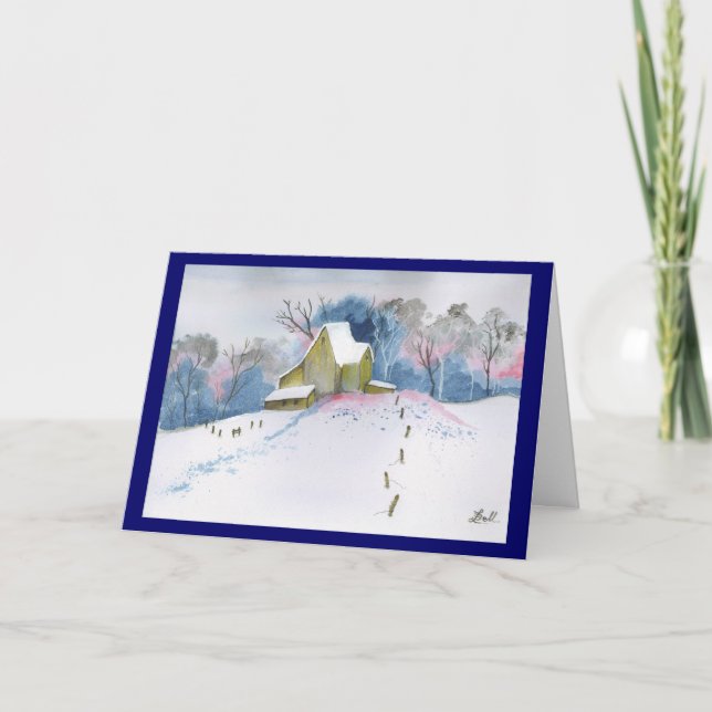 Dusk On Winter Homestead Holiday Card (Front)