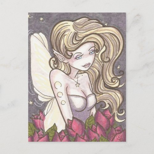 Dusk Roses Night Fairy Fantasy Art Postcard