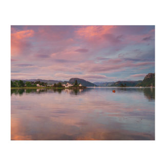 Dusk Sky Reflections on Loch Carron Wood Wall Art