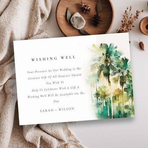 Dusk Tropical Palm Trees Wedding Wishing Well  Enclosure Card