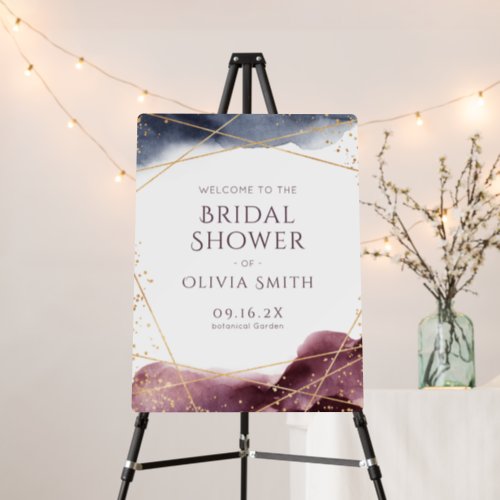 Dusk Watercolor Geometric Bridal Shower Sign