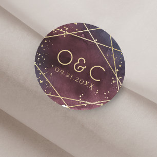 Dusk Watercolor Geometric Modern monogram Classic Round Sticker