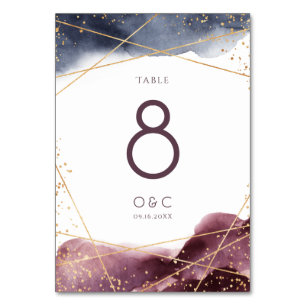 Dusk Watercolor Geometric Wedding table card