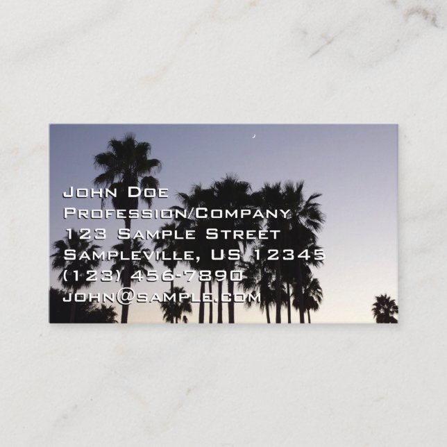 Dusk with Palm Trees Tropical Scene Business Card (Front)