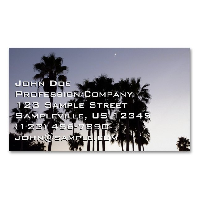 Dusk with Palm Trees Tropical Scene Business Card Magnet (Front)