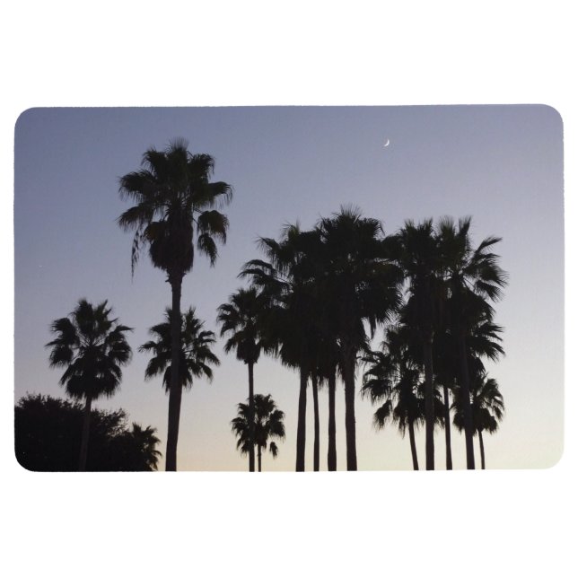 Dusk with Palm Trees Tropical Scene Floor Mat (Front)