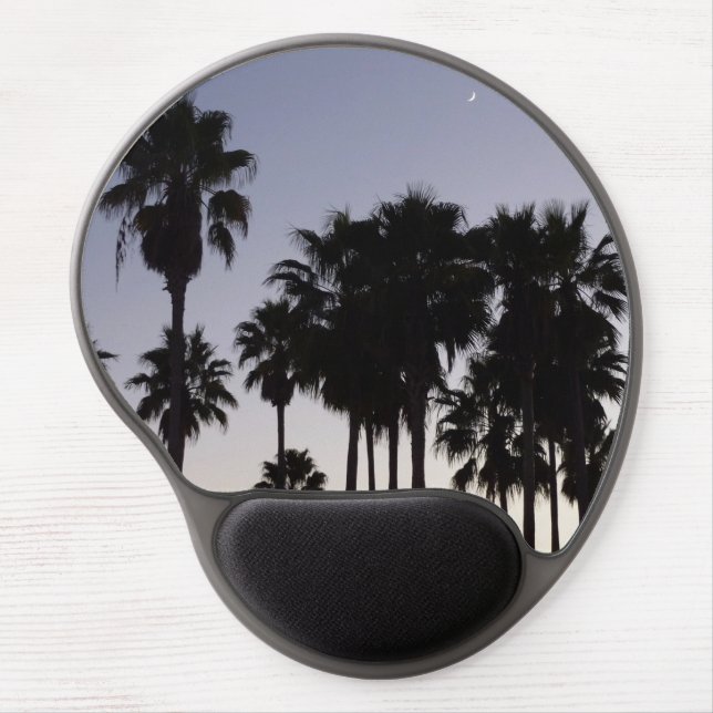 Dusk with Palm Trees Tropical Scene Gel Mouse Pad (Front)
