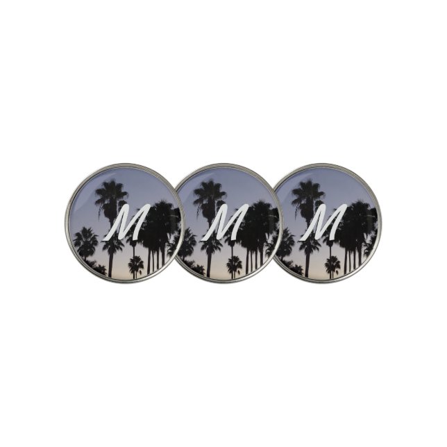 Dusk with Palm Trees Tropical Scene Golf Ball Marker (3 Up)