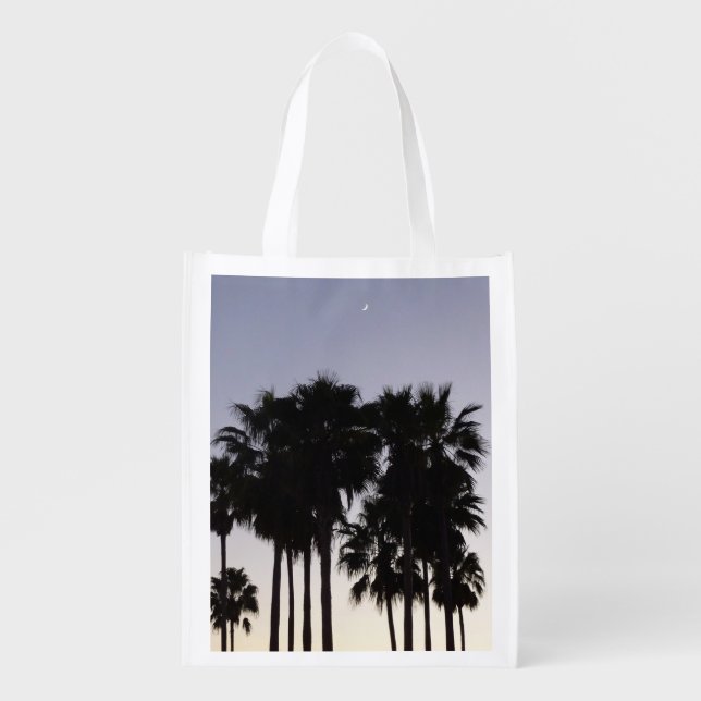 Dusk with Palm Trees Tropical Scene Grocery Bag (Front)