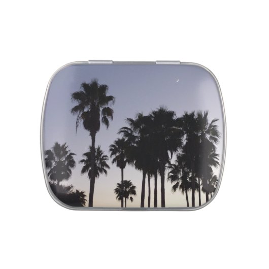 Dusk with Palm Trees Tropical Scene Jelly Belly Candy Tin (Top)