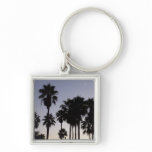 Dusk with Palm Trees Tropical Scene Keychain
