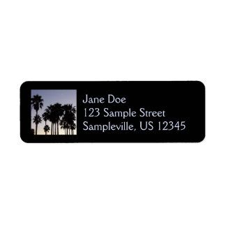 Dusk with Palm Trees Tropical Scene Label