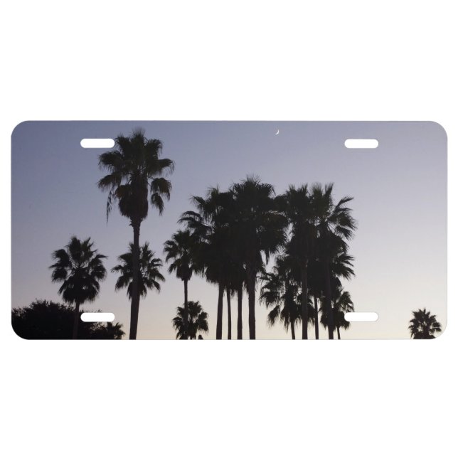 Dusk with Palm Trees Tropical Scene License Plate (Front)