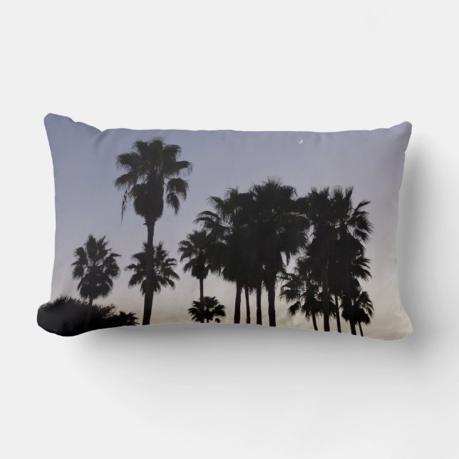 Dusk with Palm Trees Tropical Scene Lumbar Pillow (Front)