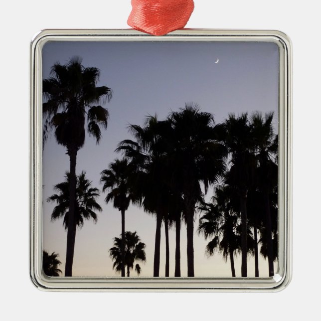 Dusk with Palm Trees Tropical Scene Metal Ornament (Front)