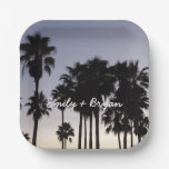Dusk with Palm Trees Tropical Scene Paper Plates