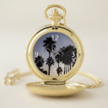 Dusk with Palm Trees Tropical Scene Pocket Watch