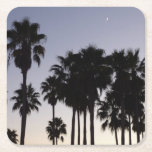 Dusk with Palm Trees Tropical Scene Square Paper Coaster
