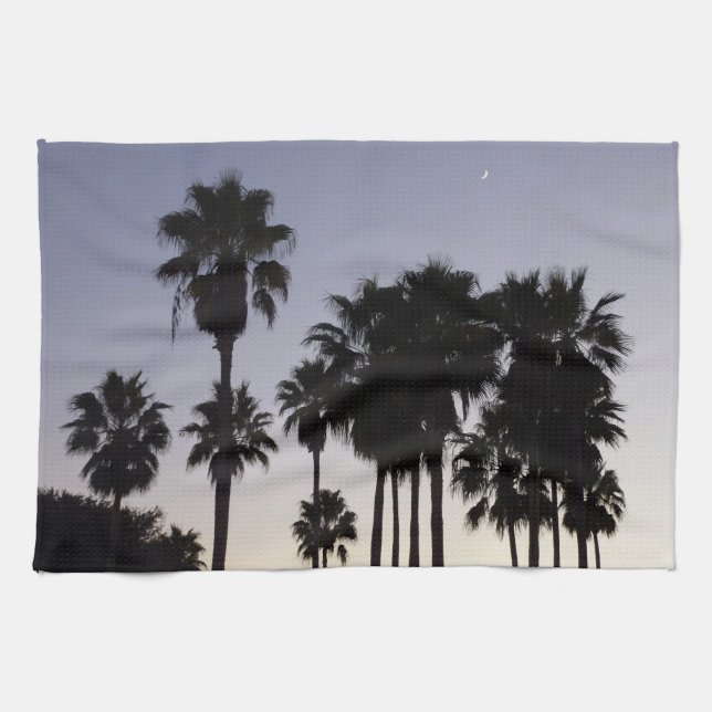 Dusk with Palm Trees Tropical Scene Towel (Horizontal)