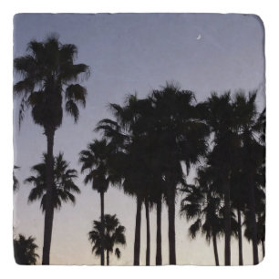 Dusk with Palm Trees Tropical Scene Trivet
